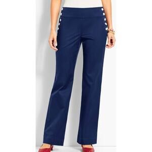 NWT Talbots Sz 2P Navy Wide Leg Sailor Pants, White Buttons